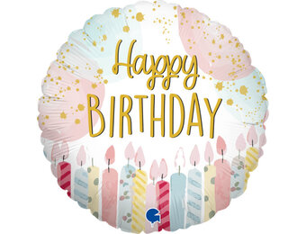 MICROFOIL - Happy Birthday - Candle Pastel - 9 inch - Grabo