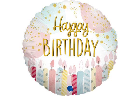 MICROFOIL - Happy Birthday - Candle Pastel - 9 inch - Grabo