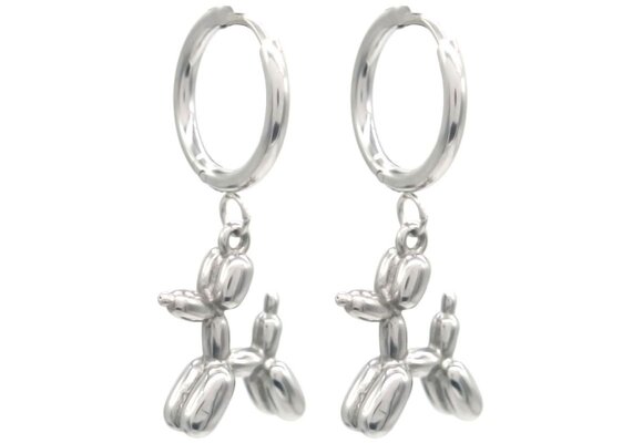 Oorbellen Ballonhondje - ZILVER