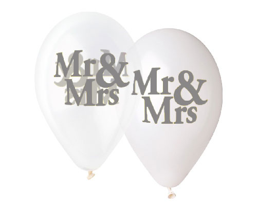 SALE > Latex - Mr&Mrs - Pearl White/ Clear - 33cm - 5 pieces