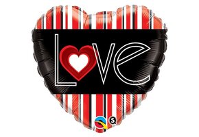 Heart - Love Red Stripes - 18 inch - Qualatex