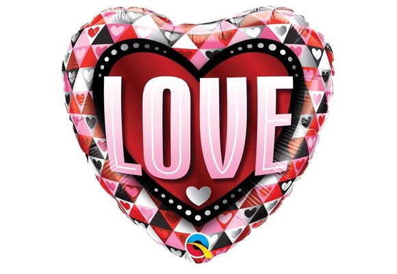 Heart - Triangles Love You - 18 inch - Qualatex