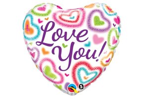 Heart - Fuzzy Hearts Love You - 18 inch - Qualatex