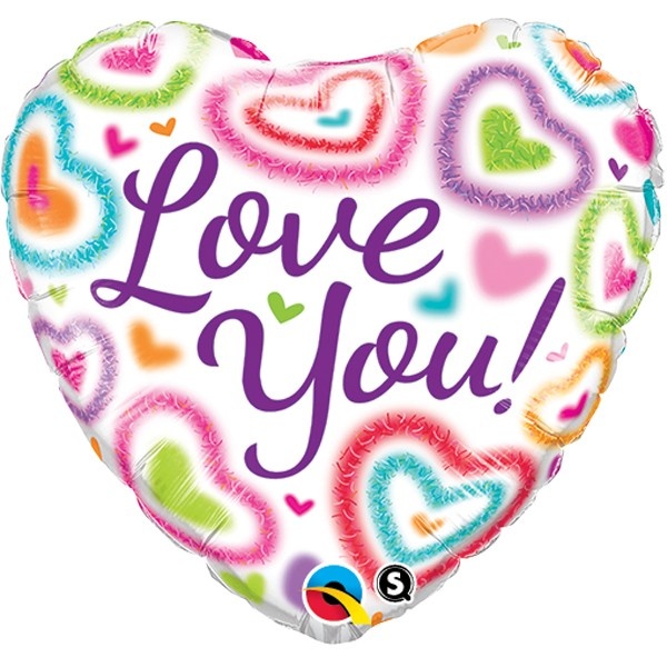 Heart - Fuzzy Hearts Love You - 18 inch - Qualatex