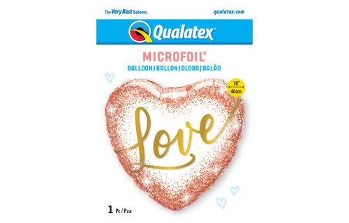 Heart - Rose Gold Glitter Dots Love - 18 inch - Qualatex
