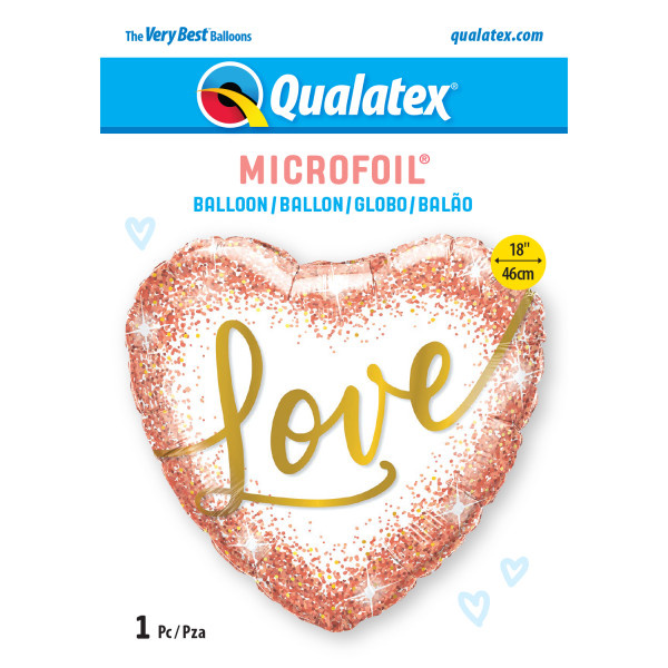 Heart - Rose Gold Glitter Dots Love - 18 inch - Qualatex