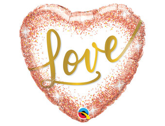 Heart - Rose Gold Glitter Dots Love - 18 inch - Qualatex