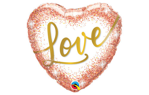Heart - Rose Gold Glitter Dots Love - 18 inch - Qualatex