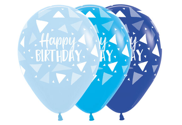 R12 - Happy Birthday - Triangles Blue - 25 Stuks