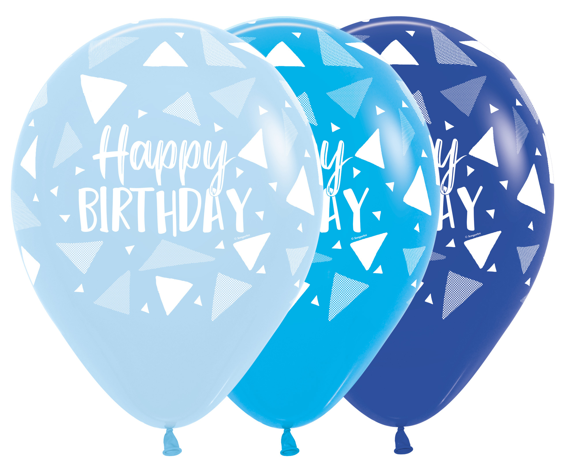 Sempertex 12 inch - Happy Birthday - Triangles Blue - 25 Stuks