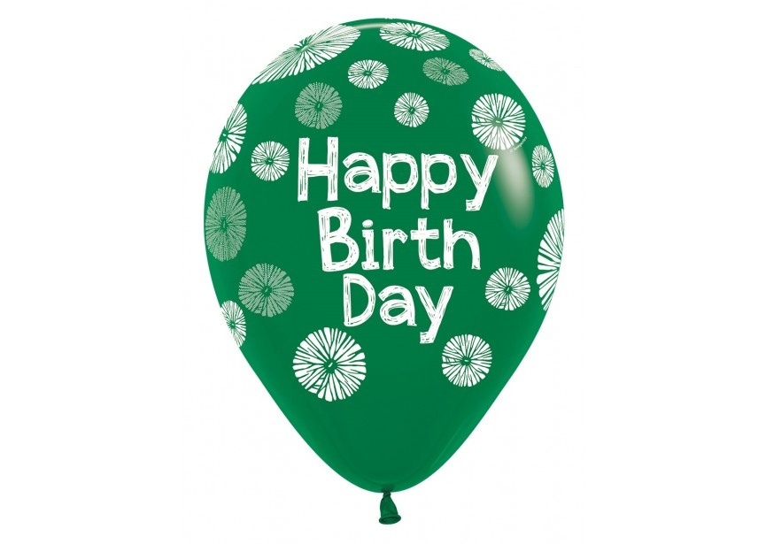 Sempertex 12 inch  - Happy Birthday - Citrus/Green Asortment - 25 pieces