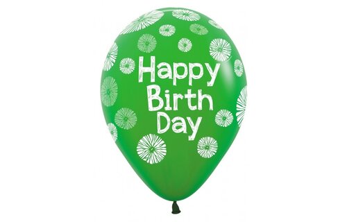 Sempertex 12 inch  - Happy Birthday - Citrus/Green Asortment - 25 pieces