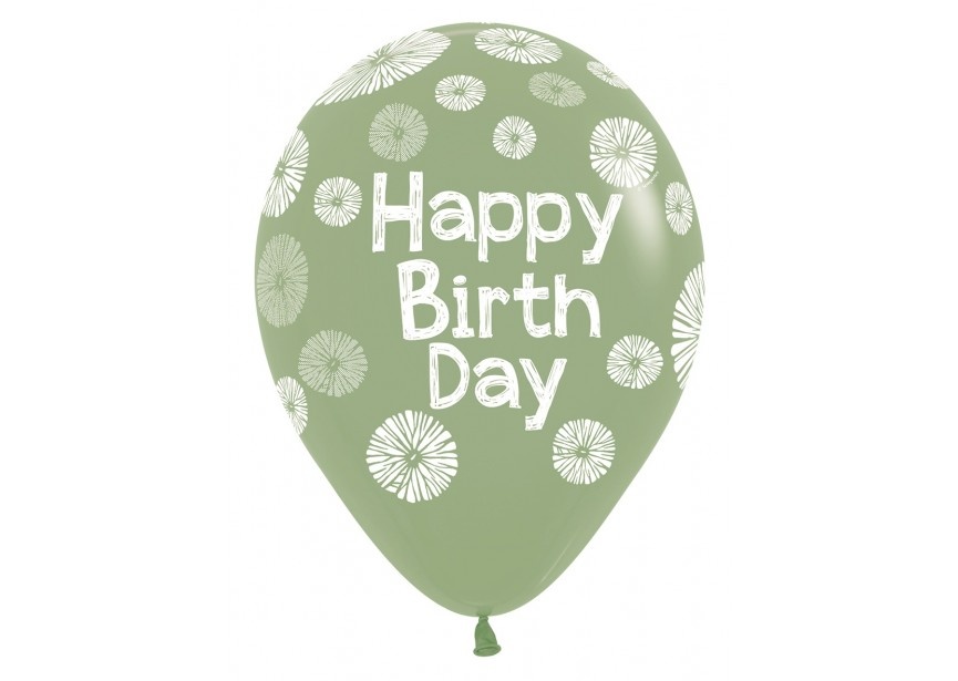 Sempertex 12 inch  - Happy Birthday - Citrus/Green Asortment - 25 pieces