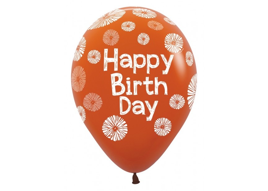 Sempertex 12 inch  - Happy Birthday - Citrus/Orange Assortment - 25 pieces