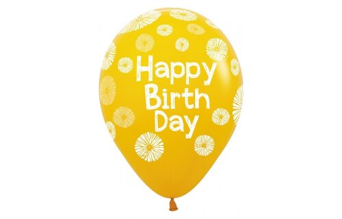 Sempertex 12 inch  - Happy Birthday - Citrus/Orange Assortment - 25 pieces