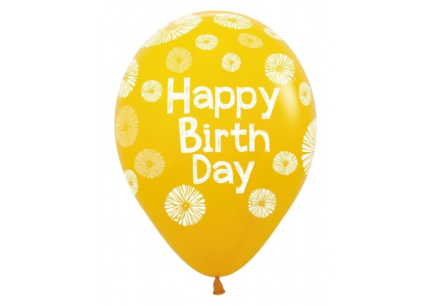 Sempertex 12 inch  - Happy Birthday - Citrus/Orange Assortment - 25 pieces