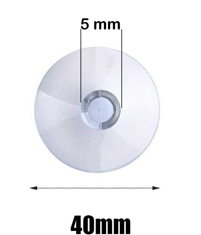 Suction Cup - 40mm - met dwarsgat 5mm - 30 pieces