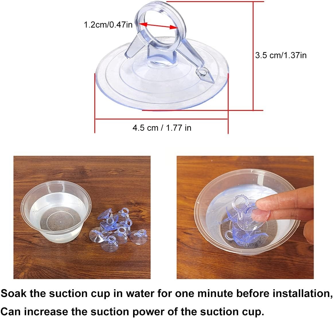 Suction cup - 4.5 cm - incl. hook - 60 pieces
