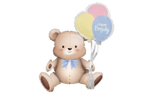 Happy Birthday - Teddybear with Balloons - 41x76x31 cm