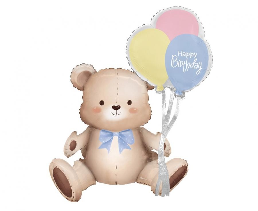 Happy Birthday - Teddybear with Balloons - 41x76x31 cm