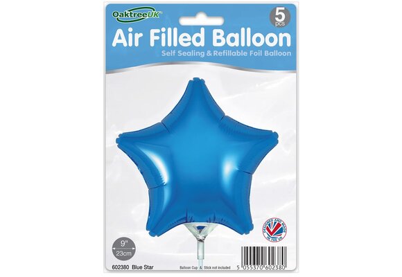 Star - Blue - 9inch - verpakt 5 stks - zelfsluitend