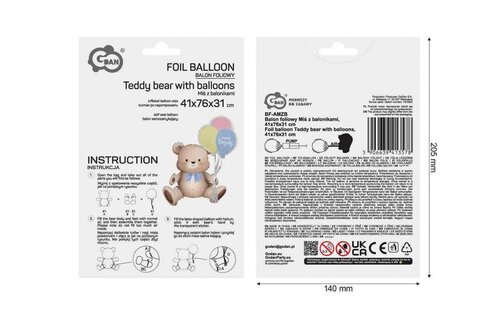 Happy Birthday - Teddybear with Balloons - 41x76x31 cm