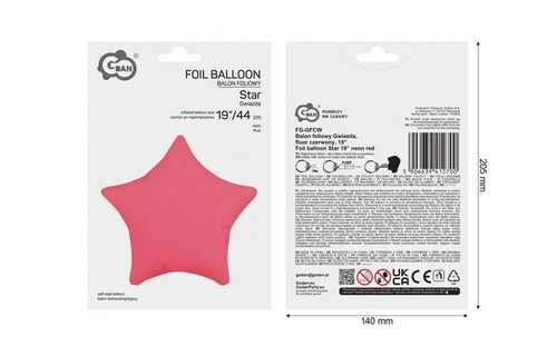 Star - Neon Red - 19 inch