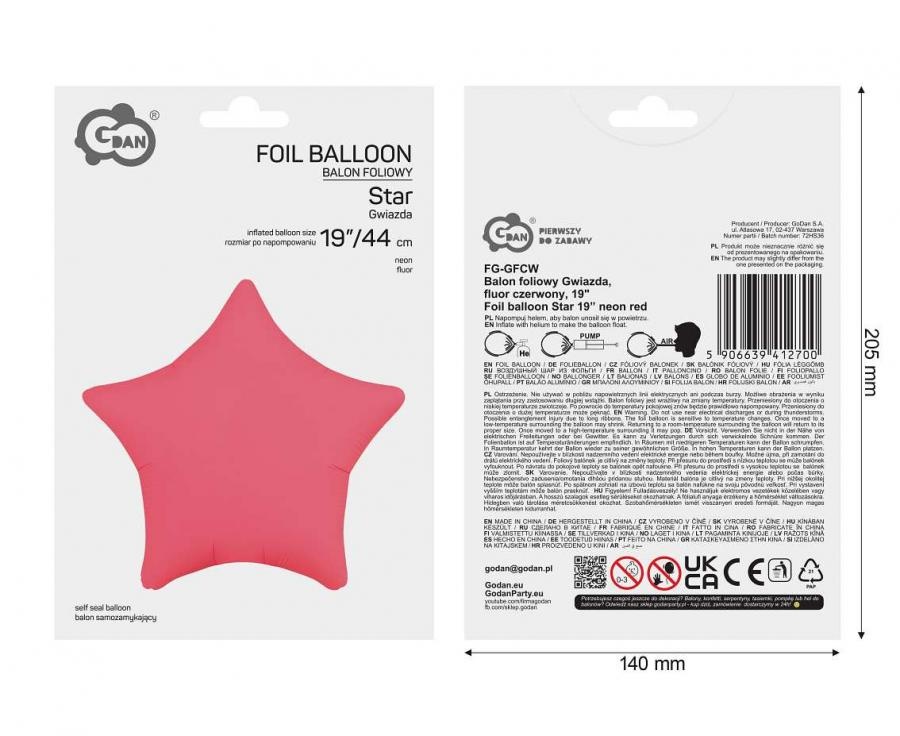 Star - Neon Red - 19 inch