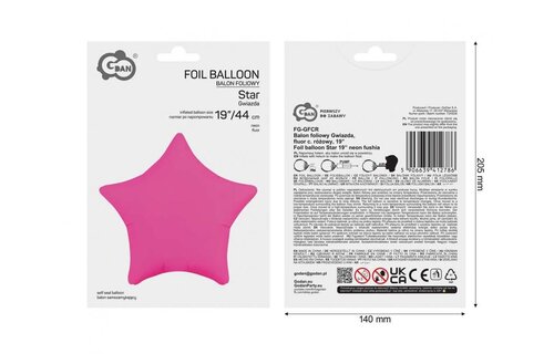 Star - Neon Fuchsia - 19 inch