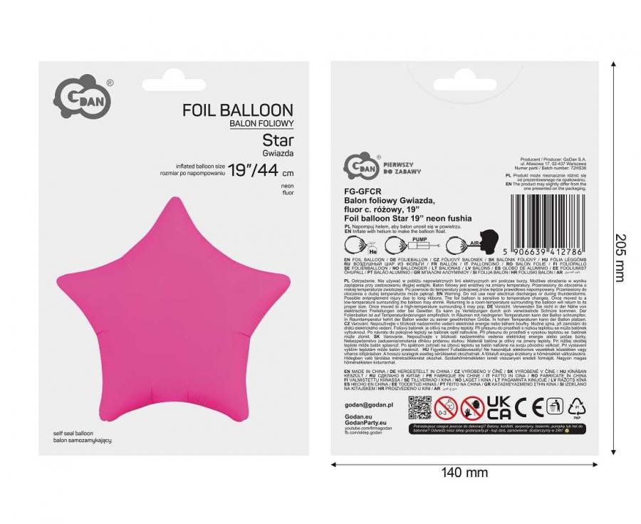 Star - Neon Fuchsia - 19 inch