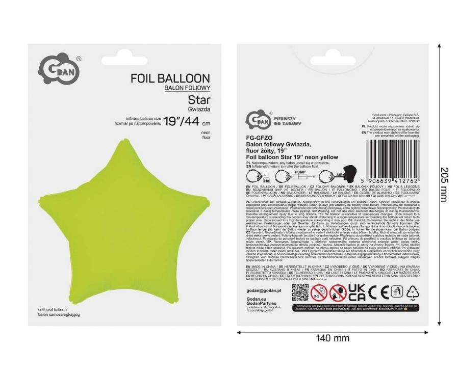 Star - Neon Yellow - 19 inch