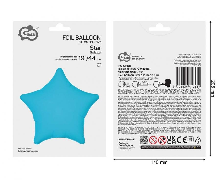 Star - Neon Blue - 19 inch