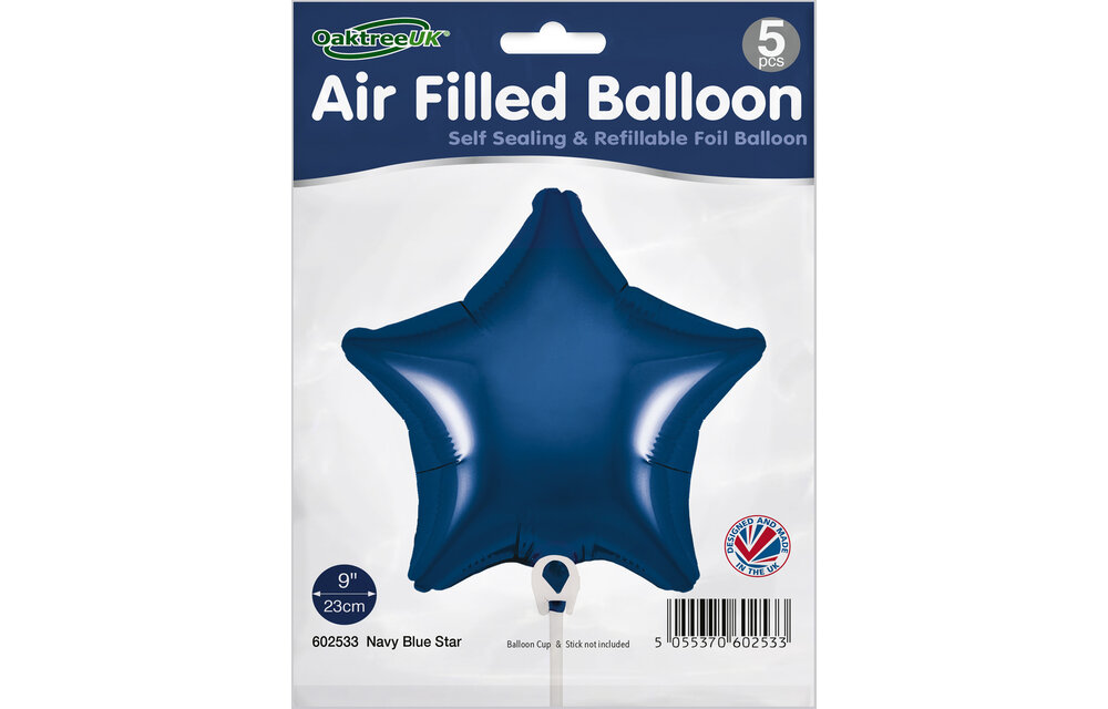 Star - Navy Blue - 9inch - verpakt 5 stuks - zelfsluitend