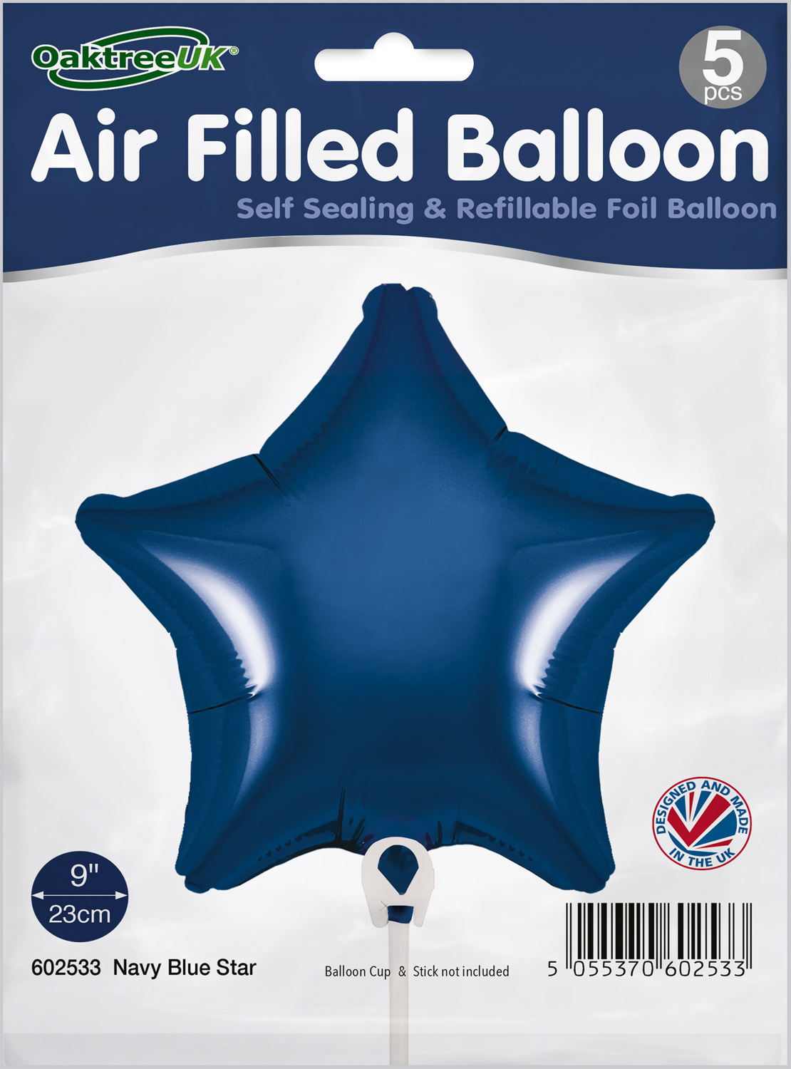 Star - Navy Blue - 9inch - verpakt 5 stks - zelfsluitend