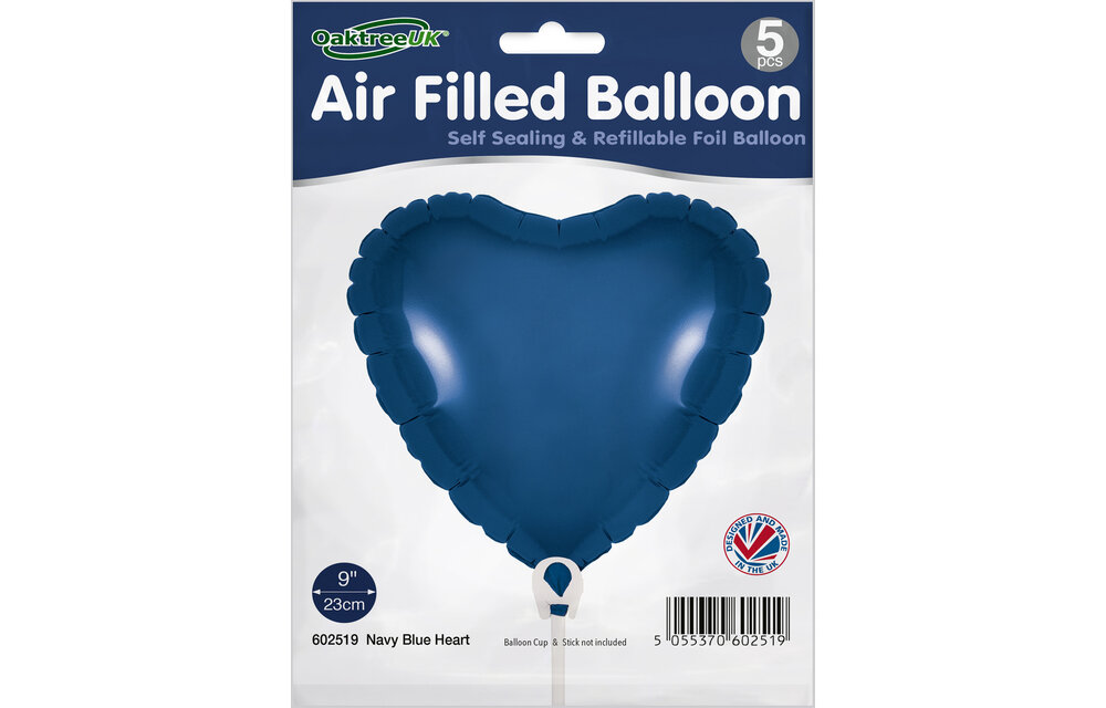 Heart - Navy Blue - 9inch - packed 5 pieces - self sealing