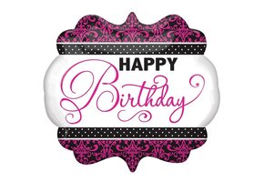 Shape - Happy Birthday Black and Pink - 25x22 inch - Anagram