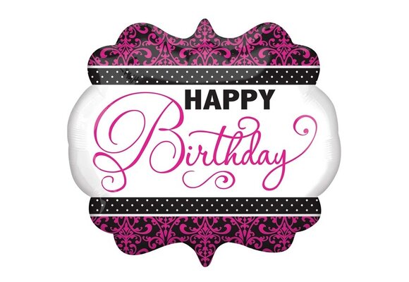 Shape - Happy Birthday Black and Pink - 25x22 inch - Anagram