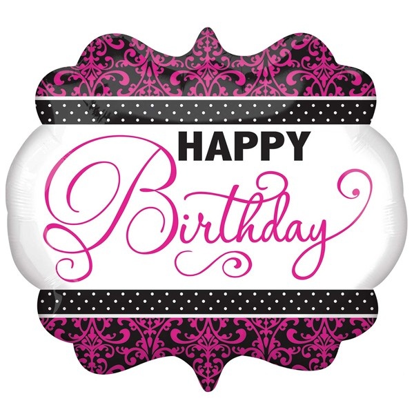 Shape - Happy Birthday Black and Pink - 25x22 inch - Anagram