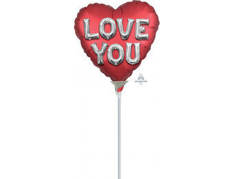 MICRO - HEART Balloon Letters Satin Red - 9 inch - Anagram