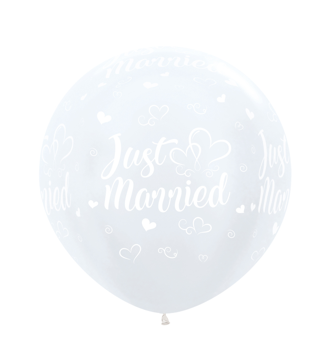 Sempertex 24 inch - Just Married Hearts - Pearl White - 2 count