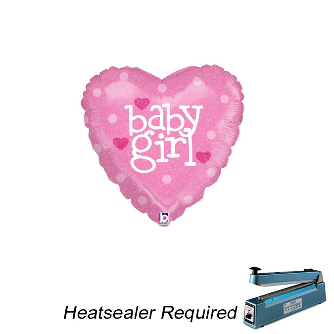 MICRO - HEART Baby Girl Glittering- 9inch- Betallic -10stuks