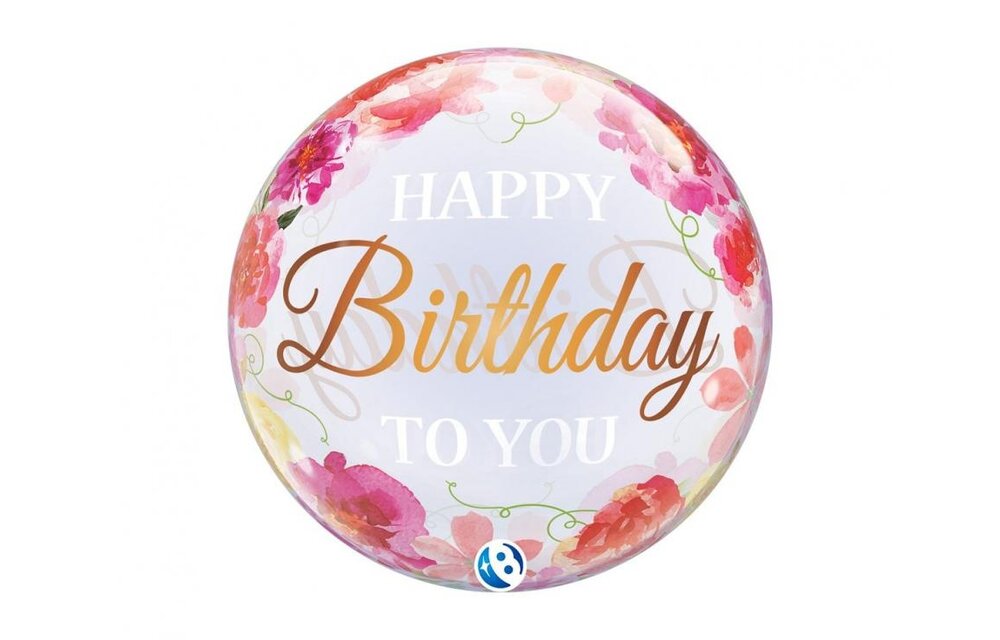 BUBBLE Happy Birthday to You Pink Peonies - 22 inch - Takara