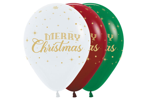 Sempertex 12 inch - Merry Christmas Gold - Winter - 25 pcs