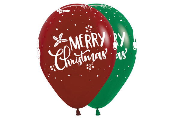 Sempertex 12 inch - Merry Christmas - Happy Santa - 25 pcs