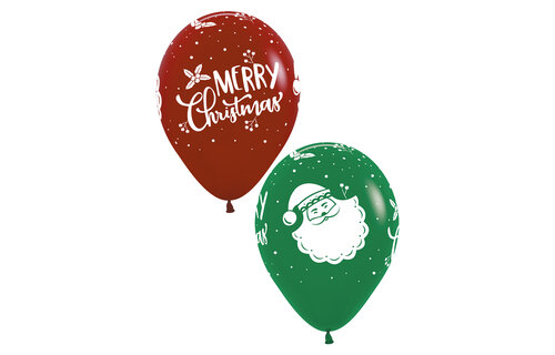 Sempertex 12 inch - Merry Christmas - Happy Santa - 25 stuks