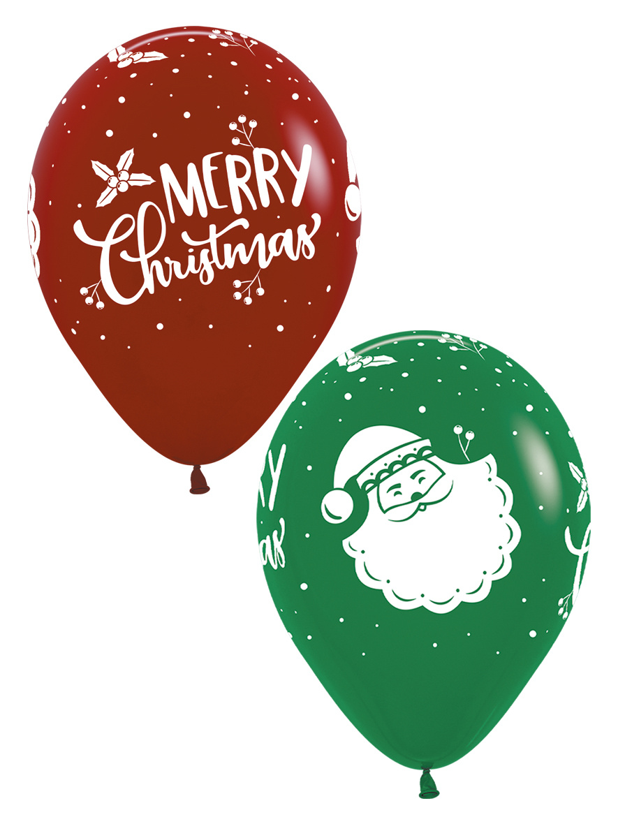 Sempertex 12 inch - Merry Christmas - Happy Santa - 25 stuks