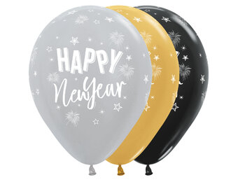 Sempertex 12 inch - Happy New Year - Stars - 25 pcs