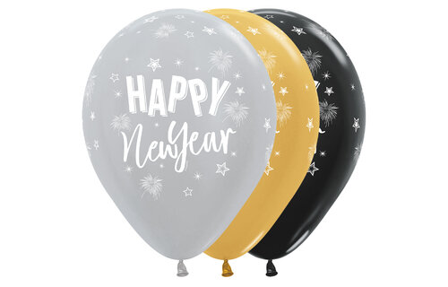 Sempertex 12 inch - Happy New Year - Stars - 25 pieces