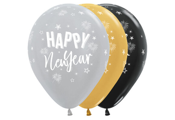 Sempertex 12 inch - Happy New Year - Stars - 25 pcs