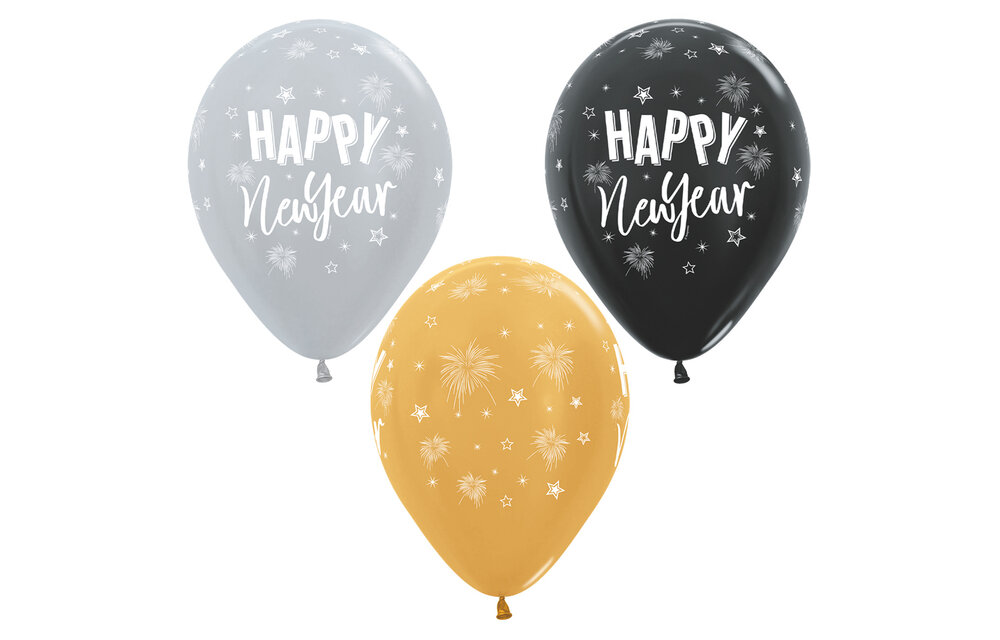 Sempertex 12 inch - Happy New Year - Stars - 25 stuks